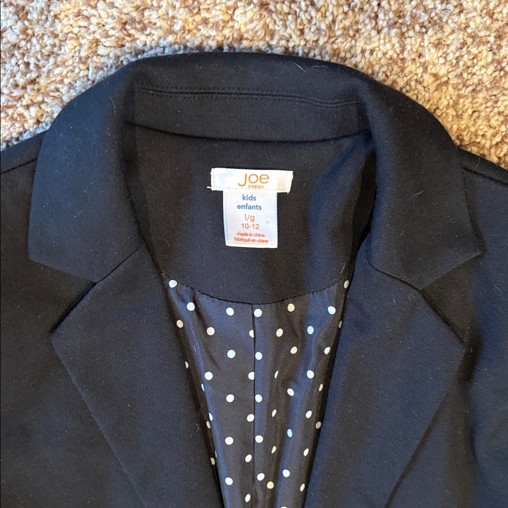 Girls Black Blazer with Polka Dot Lining size 10/12 - Picture 2 of 5